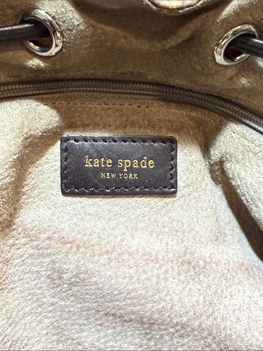 Kate Spade Floral Pink Brown Drawstring Tote Bag